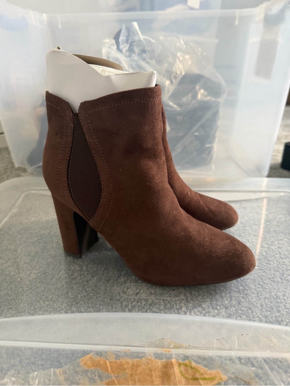 BANDOLINO Womens Brown Goring Padded Kella Almond Toe Block Heel Booties 7 M US